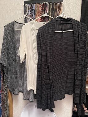 BUNDLE Lightweight Open Cardigans - Gray, Ivory, Charcoal